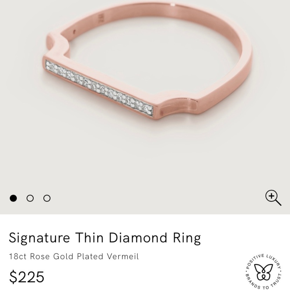 Monica Vinader Signature Rose Gold Ring w/ Diamonds